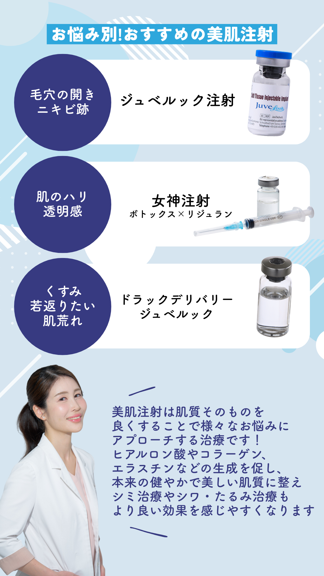 あなたに合う注射はどれ？お悩み別！春の美肌キャンペーン（4月1日〜5月31日までの期間限定）