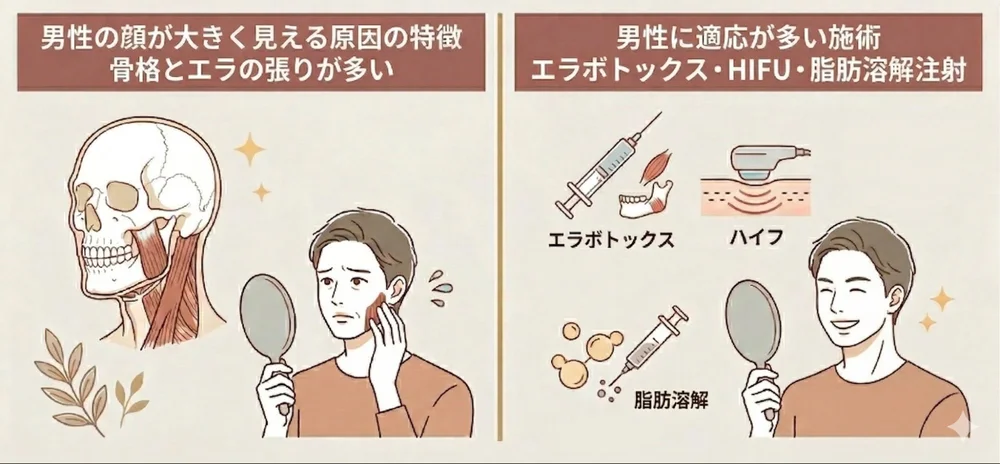 男性が小顔になる方法｜女性と何が違うのか