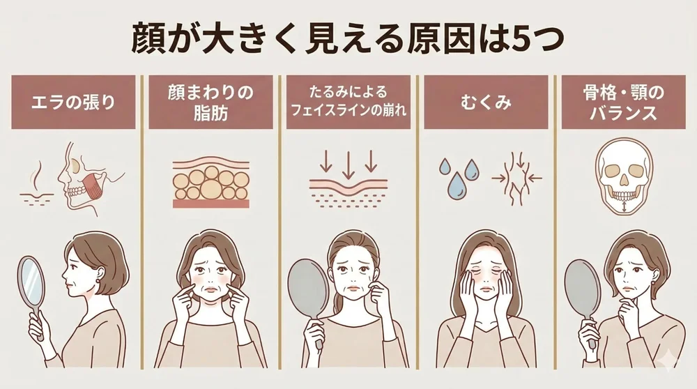 顔が大きく見える原因は5つ